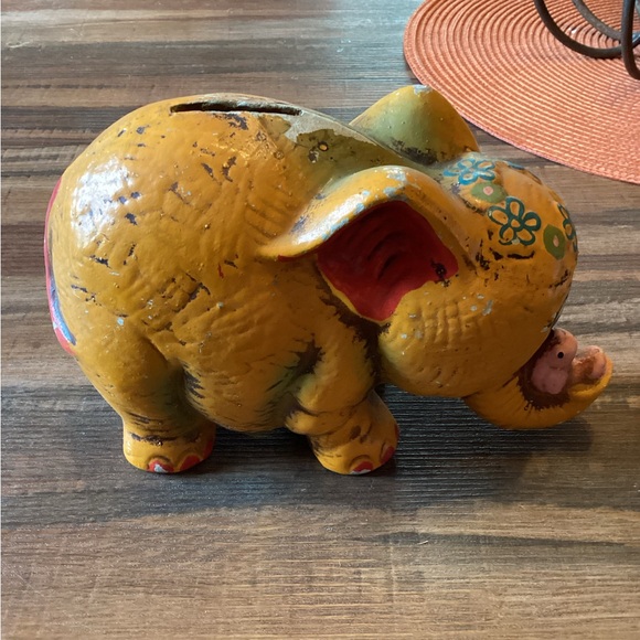 Vintage LOBECO Orange Elephant Bank - Picture 2 of 7